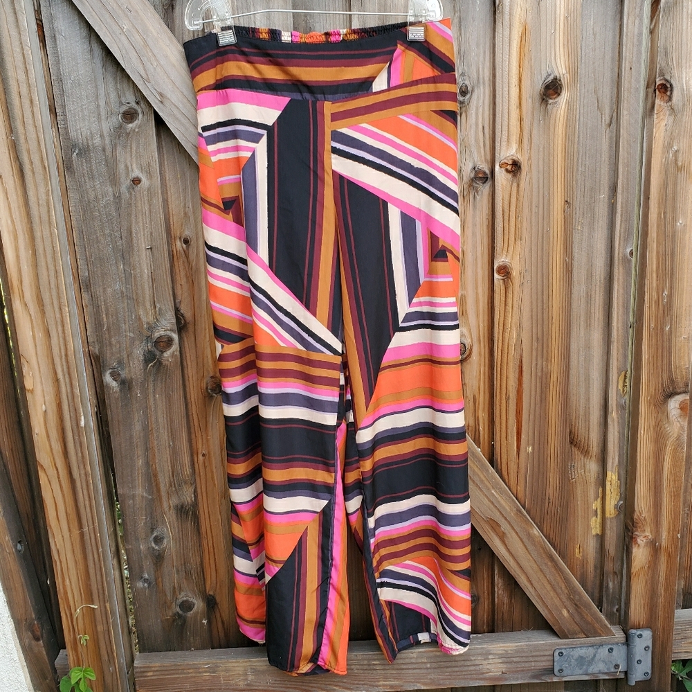 70's style geometric print wide-leg pants …